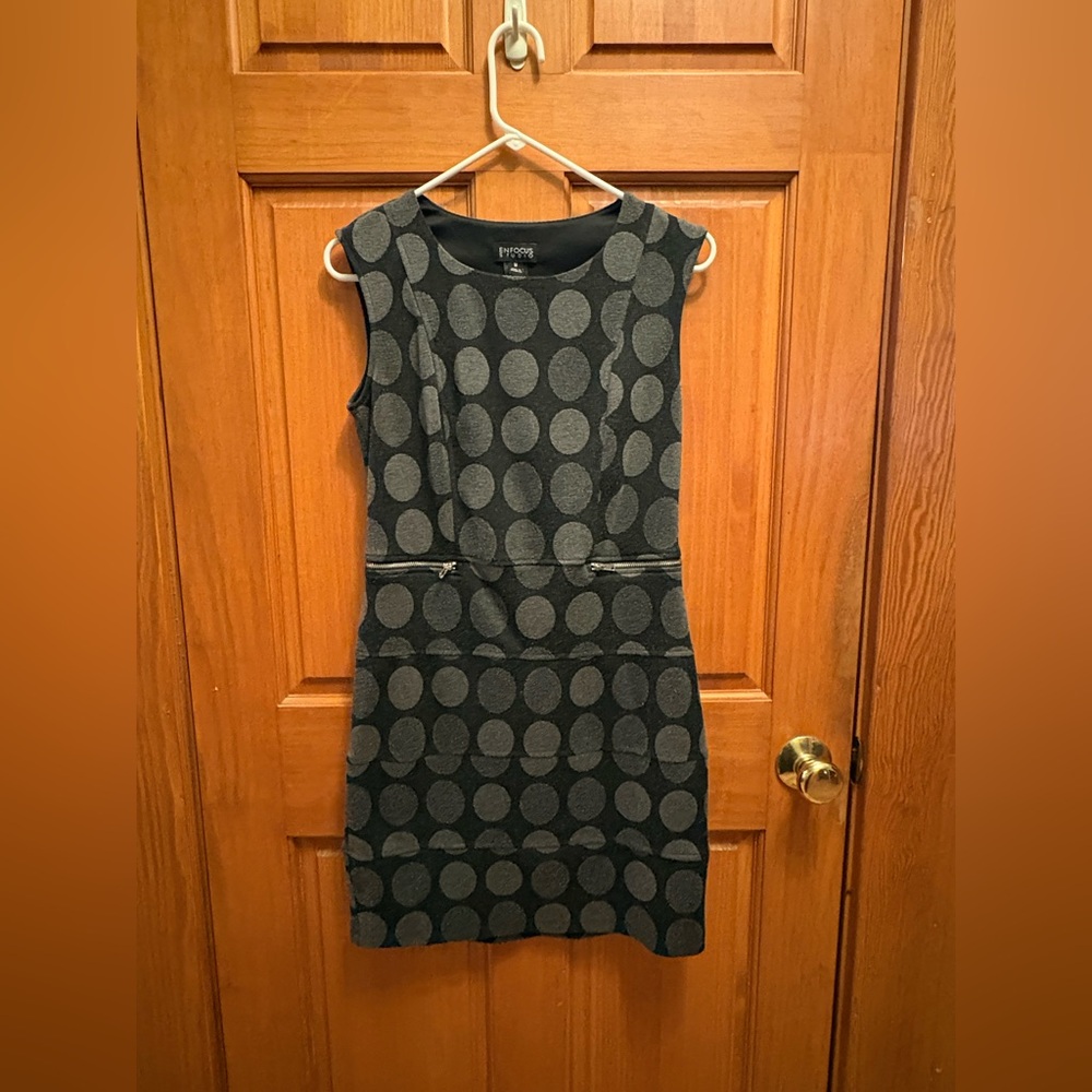 Enfocus Studio Black and Gray Polka Dot Dress